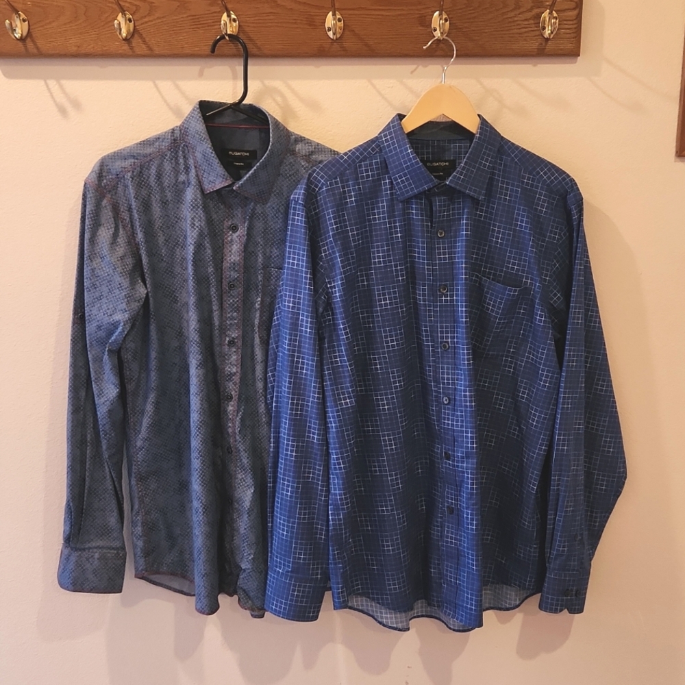 (2) Bugatchi blue shirts size L
